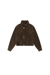 Rust-Toned Rebel Cropped Workwear Jacket