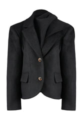 Urban Sophist Wool Blazer with Convertible Scarf