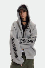Gothic Waffle Oversized Zip Hoodie