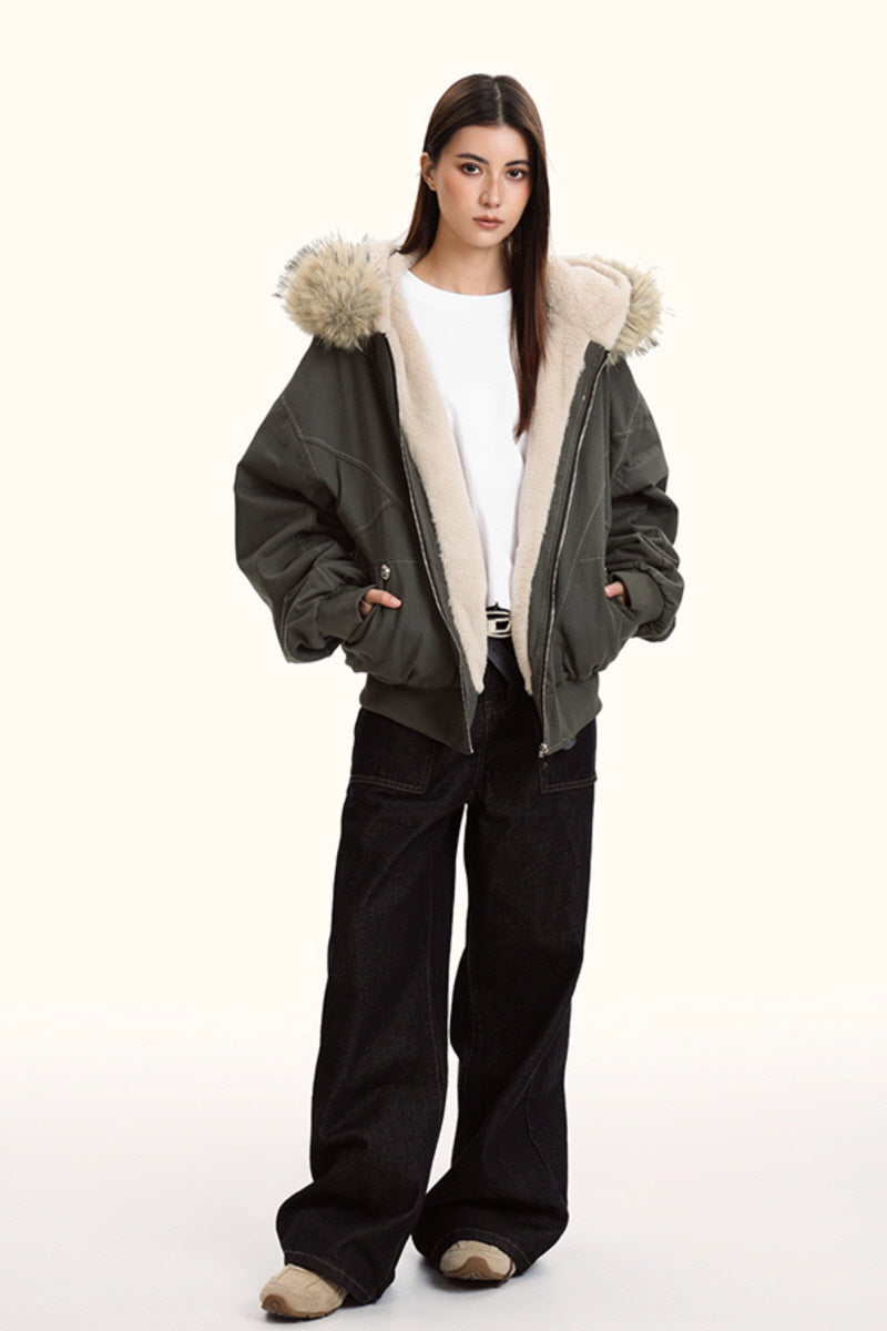 Frosted Haven Faux Fur Hood Jacket