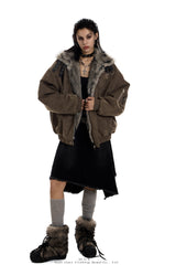 Midnight Relic Faux Fur Collar Jacket