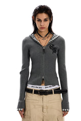 Plaid Edge Knit Zip Hoodie