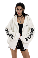 Gothic Waffle Oversized Zip Hoodie