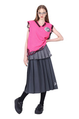 Rebellious Metal Ring Pleated Skirt