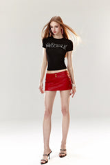 Rivet Rouge Faux Leather Mini Skirt