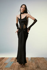 Siren Cutout Drape Dress - Black