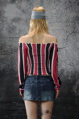 Striped Rebel Off-Shoulder Smocked Top