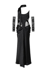 Siren Cutout Drape Dress - Black