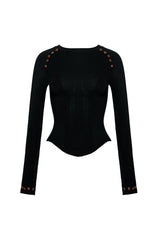 Shadowframe Buttoned Long-Sleeve Top