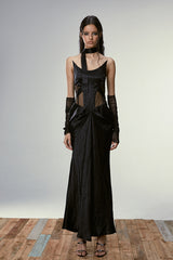 Siren Cutout Drape Dress - Black