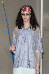 Shadow Cross Mesh Patch Oversized Tee