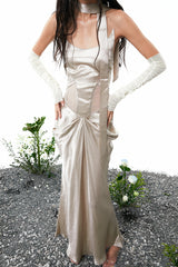 Siren Cutout Drape Dress - Champagne