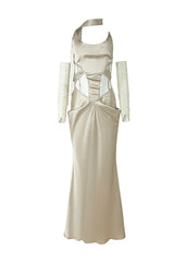 Siren Cutout Drape Dress - Champagne