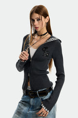 Plaid Edge Knit Zip Hoodie