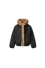 Urban Wolf Faux Fur Oversized Parka - Black
