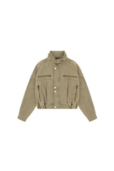 Rust-Toned Rebel Cropped Workwear Jacket