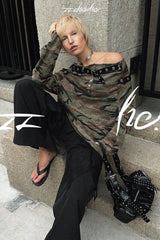 Urban Rebel Camo Off-Shoulder Top