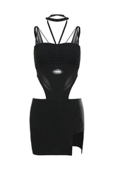 Shadow Cutout Strappy Halter Mini Skirt Set