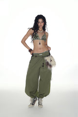 Urban Camo Chain-Detail Triangle Bikini Set