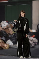 Panel Line Nylon Track Pants