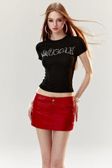 Rivet Rouge Faux Leather Mini Skirt