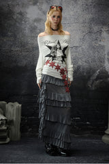 Irregular Ruffle Layered Maxi Skirt