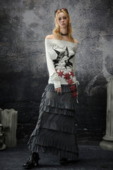 Irregular Ruffle Layered Maxi Skirt