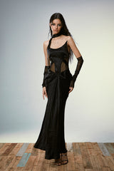 Siren Cutout Drape Dress - Black