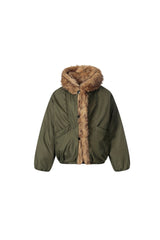 Urban Wolf Faux Fur Oversized Parka - Army Green
