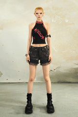 Skull Trace Cutout Halter Top