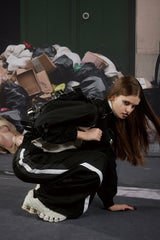 Panel Line Nylon Track Pants