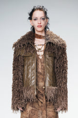 Wilderness Luxe Panel Fur Leather Jacket - Brown