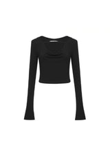 Edgy Hooded V-Neck Cropped Top