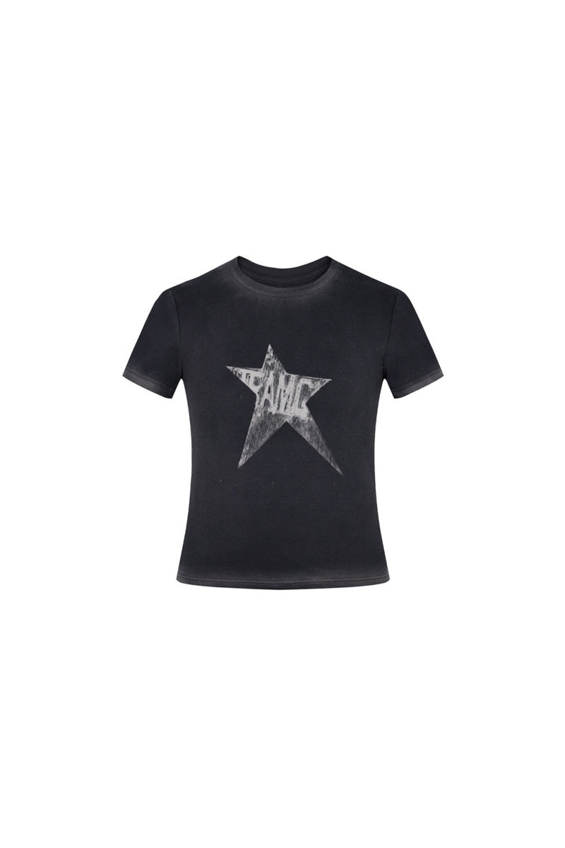 Panic Pulse Star Tee-Washed Black