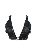 Dark Fashion Rivet Strapped Leather Vest