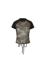 Reversible Mesh Satin Contrast T-Shirt