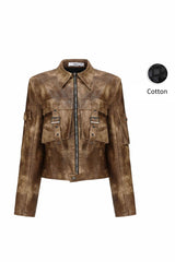 Vintage Armor Women's Cropped Leather Jacket