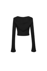 Edgy Hooded V-Neck Cropped Top