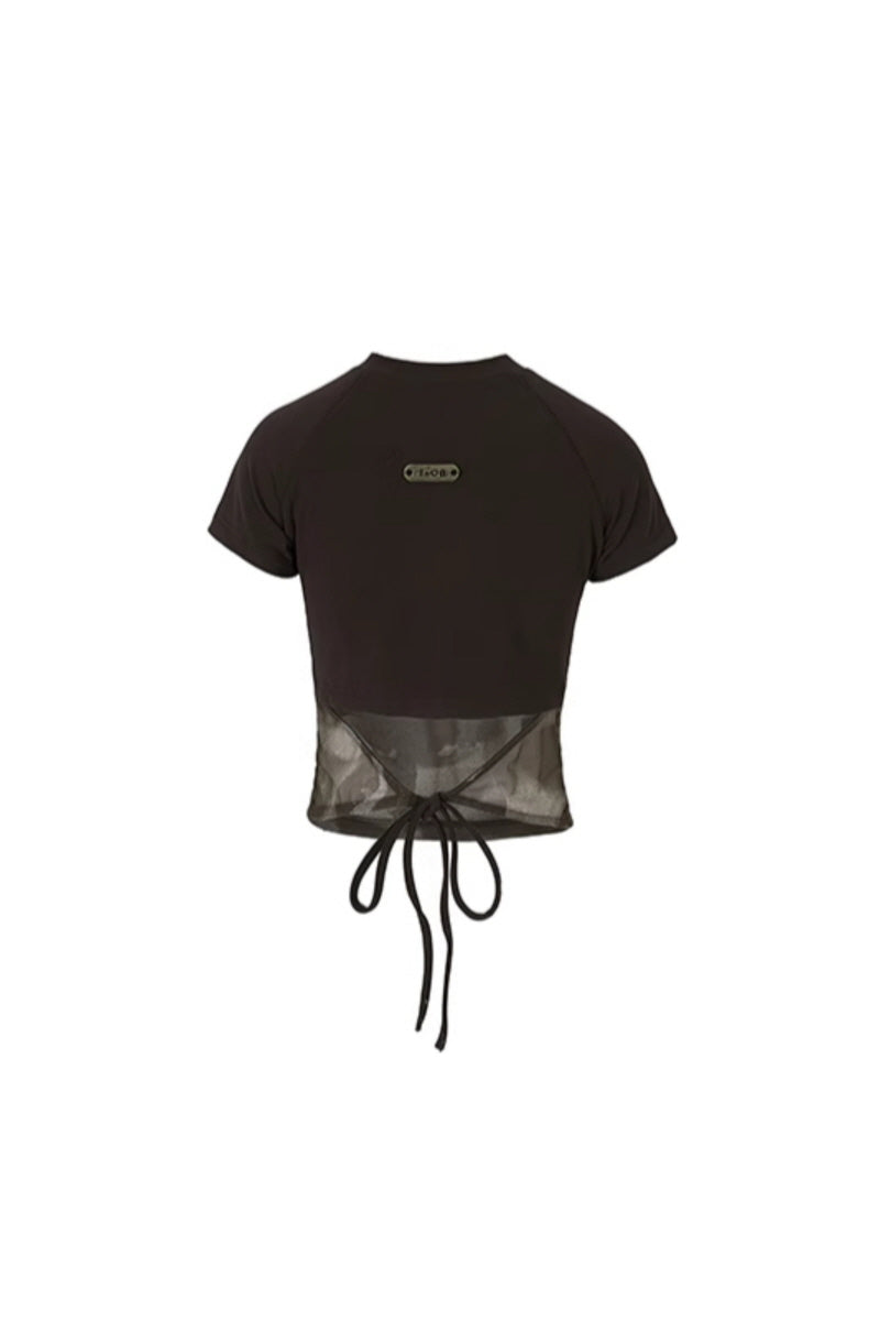 Reversible Mesh Satin Contrast T-Shirt