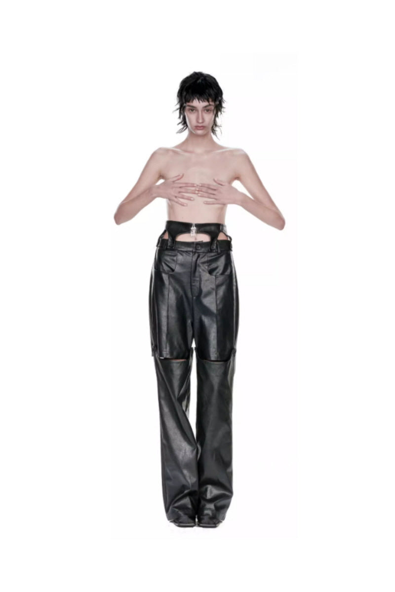 Dual Form Leather Pants - Versatile Cut for Spring Boldness