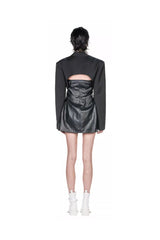 Avant-Garde Leather Two-Piece Dress Jacket Set