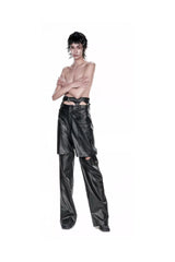 Dual Form Leather Pants - Versatile Cut for Spring Boldness