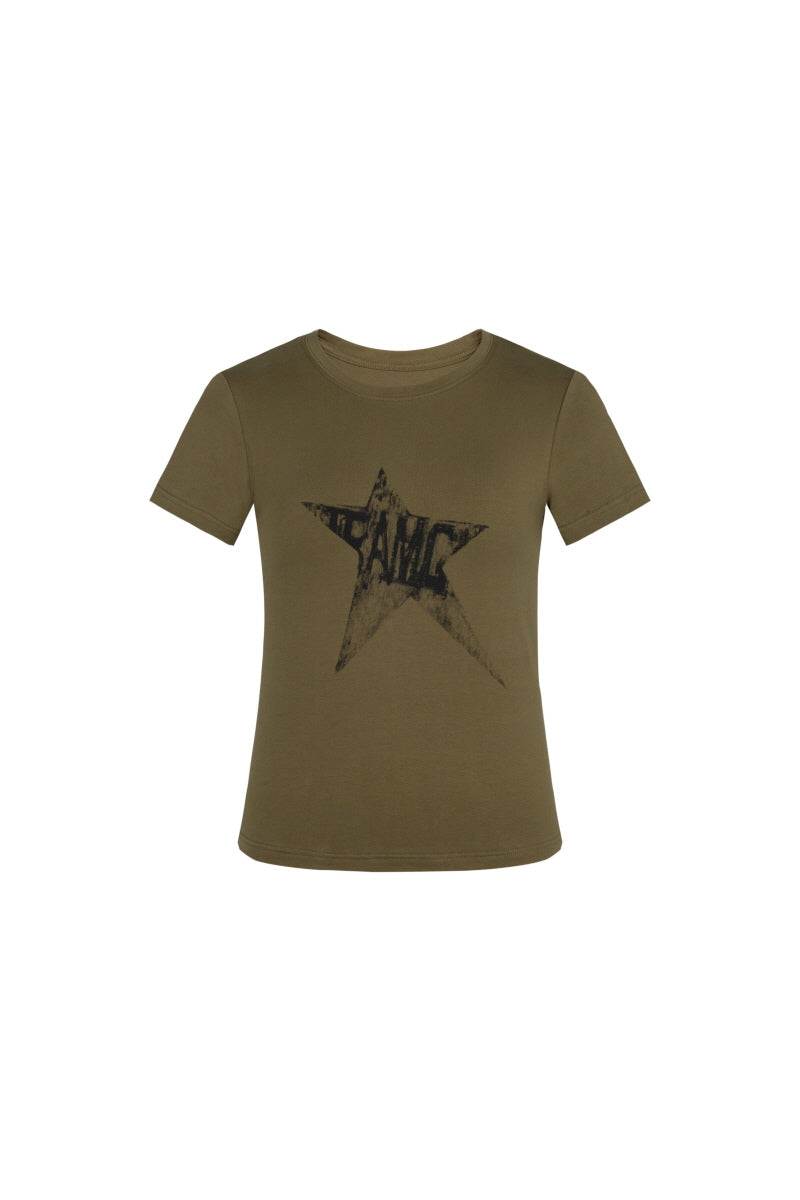 Panic Pulse Star Tee-Punk Army Green