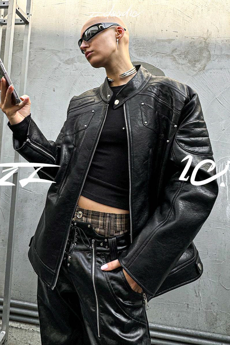 Shadow Armor Oversized Biker Leather Jacket