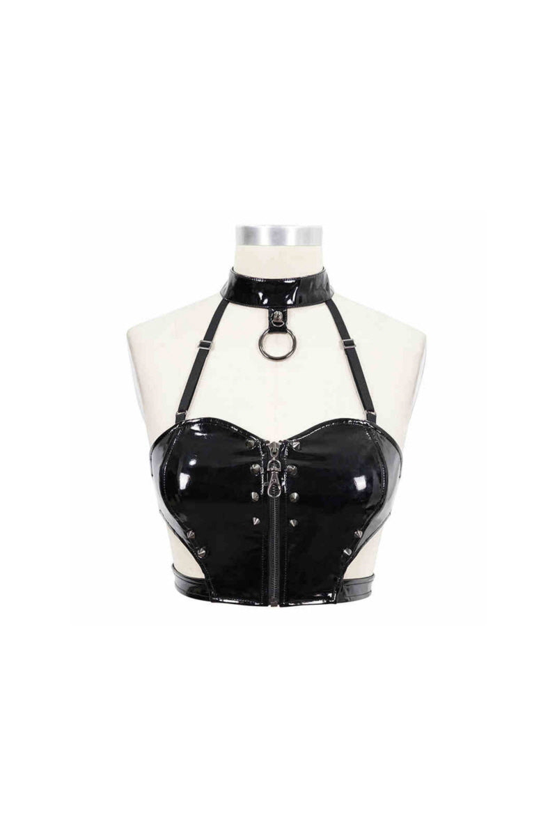 Street Rebel Vinyl Halter Top - Punk Edge