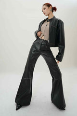 Midnight Elegance Flare Leather Pants