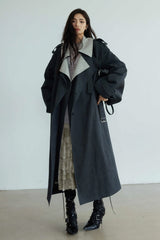 Shadow Play: Contrasting Stitch Dual-Layer Trench