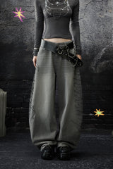 Shadow Script Washed Loose Jeans