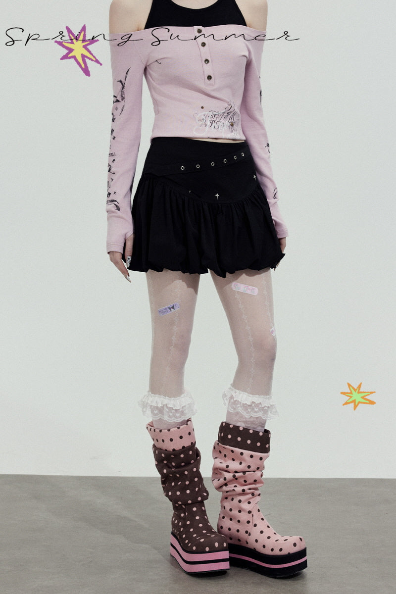 Studded Bubble Mini Skirt