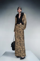 Autumn Veil Tweed Ensemble - Jacket & Maxi Skirt